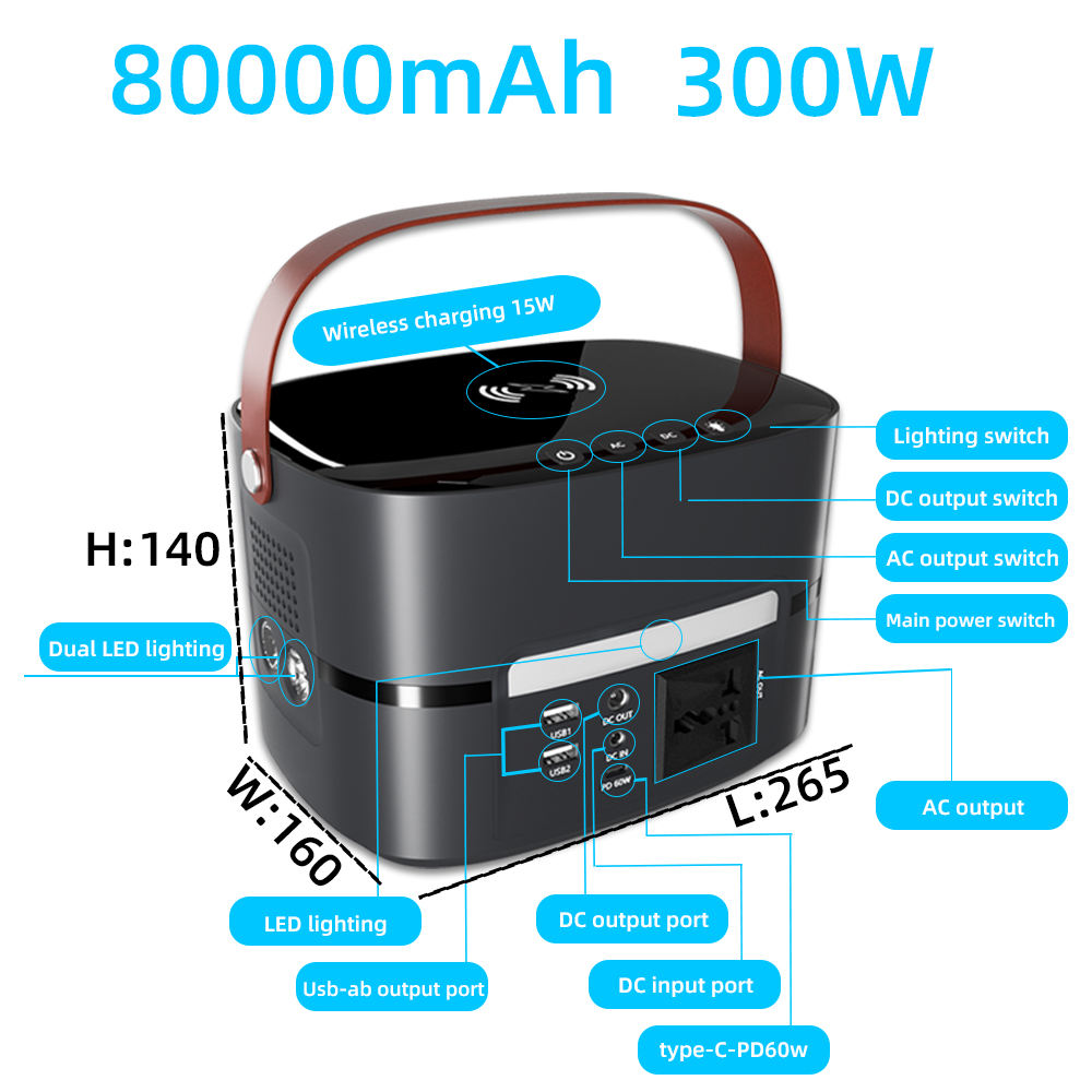 Batterie Portable 300w 100v~240v Centrale Solaire Générateur Solaire Centrale Électrique Portable 