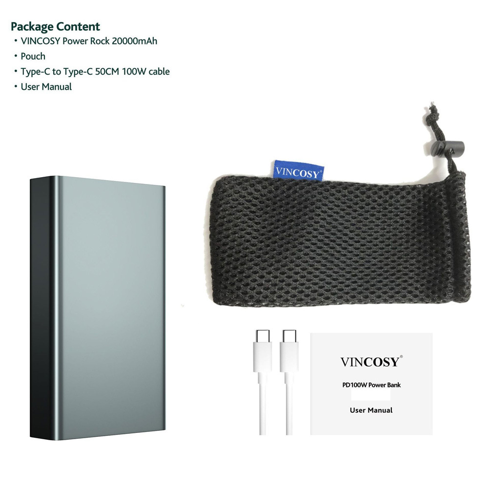 Banque de puissance en alliage d'aluminium Portable 30000mah 20v 5a Usb C Pd chargeur rapide pour ordinateur portable 100w chargeur de batterie externe